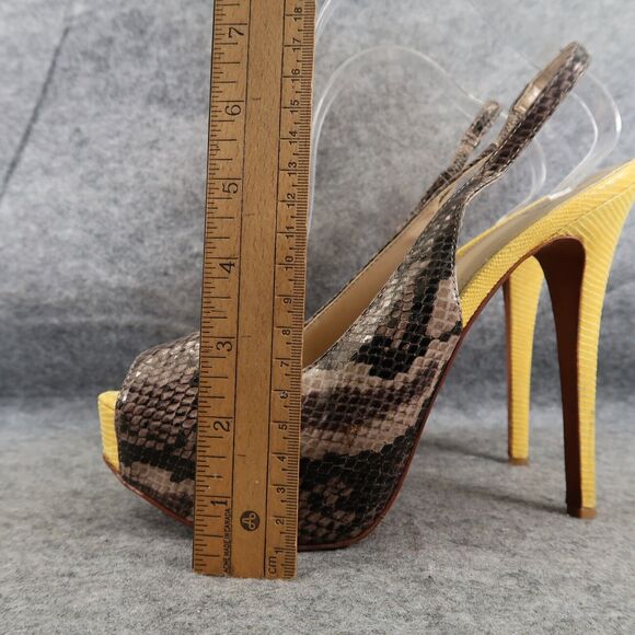 Saks Fifth Avenue Shoes Womens 9 Platform Pumps Slingback Peep Toe Snake Fashion - Picture 3 of 16